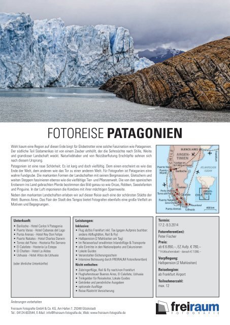 FOTOREISE PATAGONIEN - Freiraum Fotografie