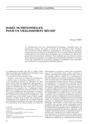 Bases Nutritionnelles pour un Vieillissement RÃ©ussi