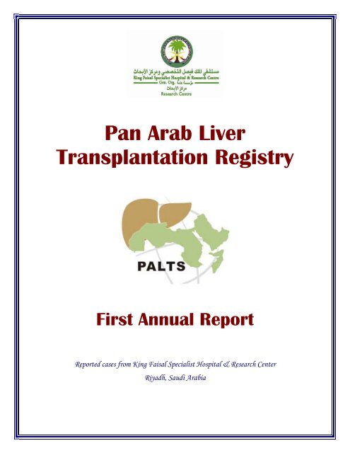 Pan Arab Liver Transplantation Registry The Research Centre Page