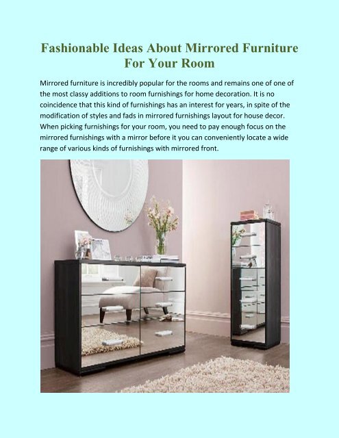 Fashionable Ideas About Mirrored Furniture For Your Room