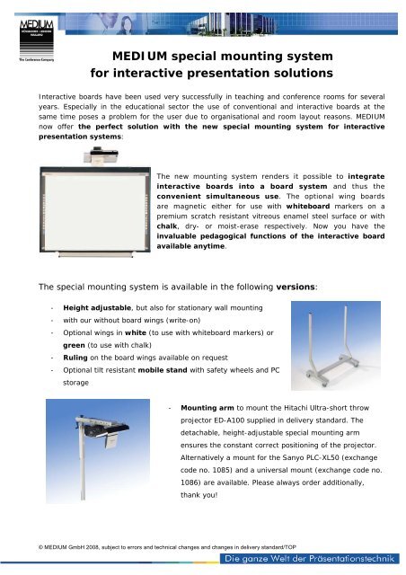 MEDIUM special mounting system for interactive presentation ...