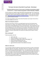 Participation Information Sheet: Deaf Young People - School of ...