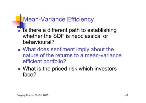 Shefrin - Behavioral & Neoclassical asset pricing theories - 2008