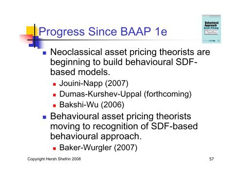 Shefrin - Behavioral & Neoclassical asset pricing theories - 2008