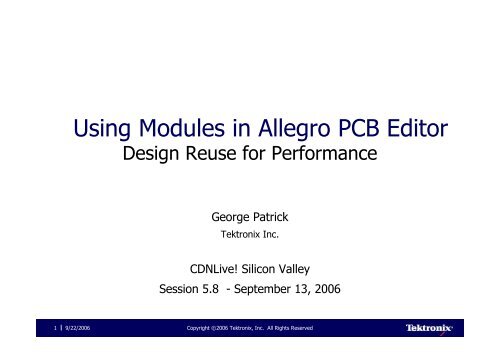 Using Modules in Allegro PCB Editor