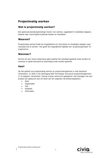 Werkvorm projectmatig werken - Movisie