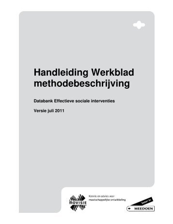 Handleiding Werkblad methodebeschrijving - Movisie