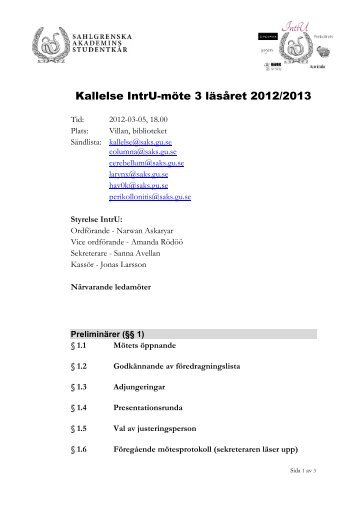 Kallelse IntrU-mÃ¶te 3 lÃ¤sÃ¥ret 2012/2013