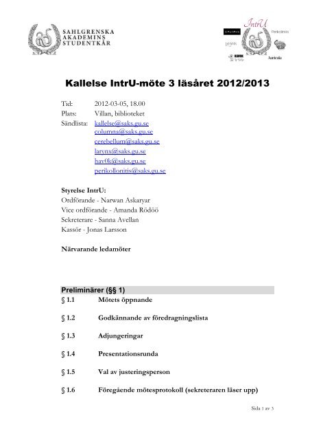 Kallelse IntrU-mÃ¶te 3 lÃ¤sÃ¥ret 2012/2013