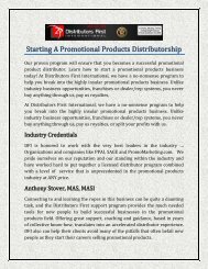 Starting A Promotional Products Distributorship