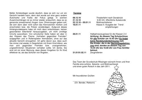 Elternbrief Nr.2 (10/11) Bissendorf, 02.12.10 Liebe Eltern, das Jahr ...