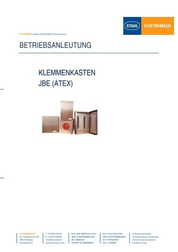 betriebsanleutung klemmenkasten jbe (atex) - Electromach BV