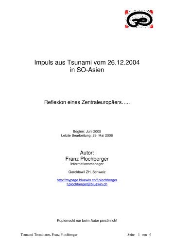 Impuls aus Tsunami vom 26.12.2004 in SO-Asien