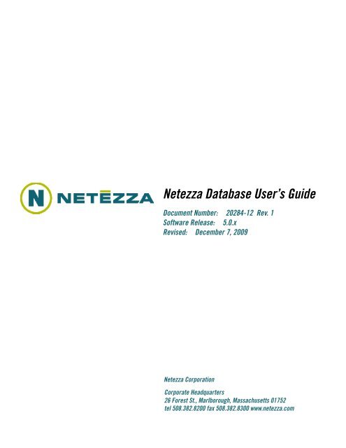 Netezza Database User S Guide The Netezza Community Netezza Database User S Guide The Netezza Community