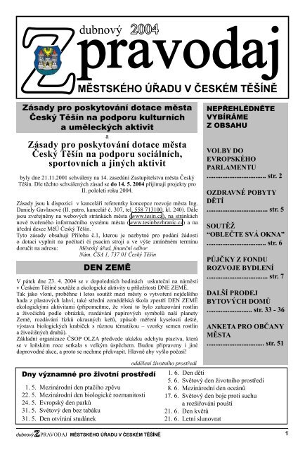 Zpravodaj â duben 2004 - MÄsto ÄeskÃ½ TÄÅ¡Ã­n