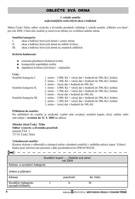 Zpravodaj â duben 2004 - MÄsto ÄeskÃ½ TÄÅ¡Ã­n