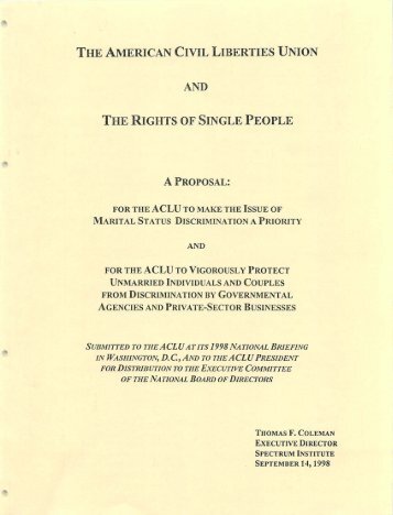 the american civil liberties union and the rights of single people