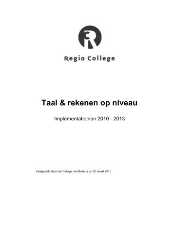 Implementatieplan Regio College - Steunpunt taal en rekenen mbo