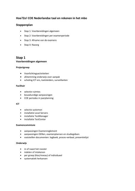 Stappenplan - Steunpunt taal en rekenen mbo