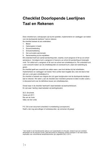 SLO Checklist Doorlopende Leerlijnen - Steunpunt Taal en ...