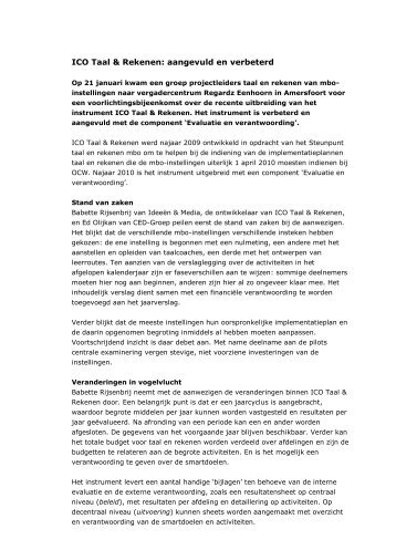 Verslag Presentatie ICO - Steunpunt taal en rekenen mbo
