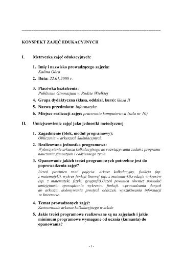 PrzykÅad konspektu - zalecany