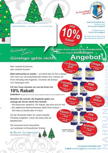 Angebot! n a h r u n G s E r G ä n z u n G -  bei EURO NUTRADOR BV