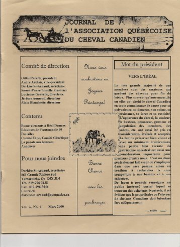 Volume 02-1 Mars 2000 - Association québécoise du cheval canadien