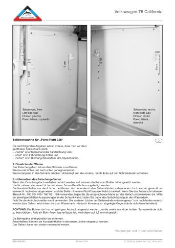 Toilettenwanne VW-T5 California, Porta Potti 335 - BRANDRUP