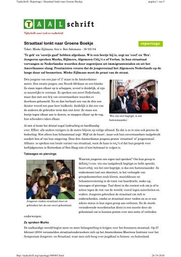 Straattaal lonkt naar Groene Boekje - multicultureelopleiden.nl