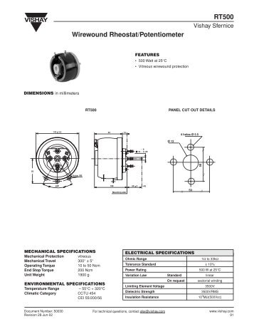 RT500 Wirewound Rheostat/Potentiometer