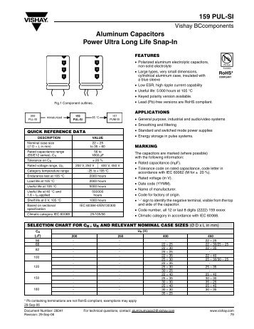159 PUL-SI Aluminum Capacitors Power Ultra Long Life Snap-In
