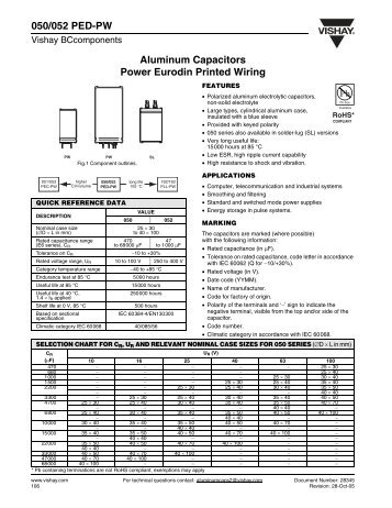 050/052 PED-PW Aluminum Capacitors Power Eurodin Printed Wiring