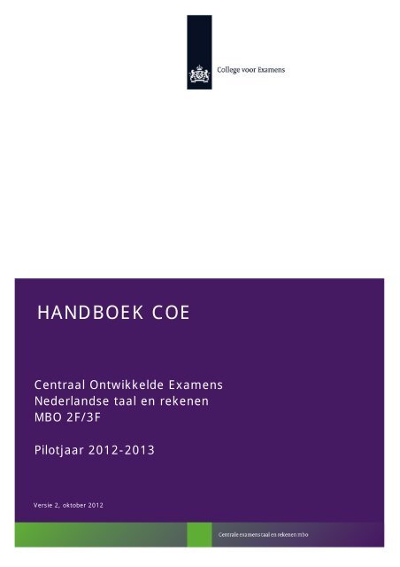 HANDBOEK COE - Steunpunt taal en rekenen mbo