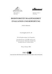 BIODIVERSITÄT IM ALPENGEBIET EVALUATION UND BEWERTUNG