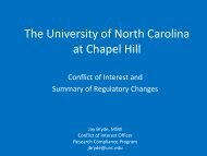 Conflict of Interest - The University of North Carolina at Chapel Hill