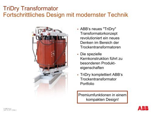 TriDry Transformatoren Kompakt â Effizient â Sicher - ABB Group