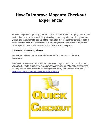 How To Improve Magento Checkout Experience?
