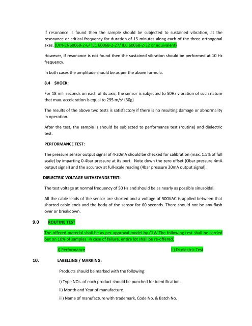 REVISED SPECIFICATION TENDER SPECIFICATION No.: