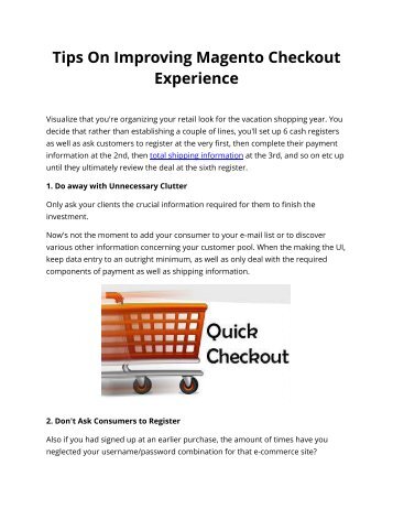 Tips On Improving Magento Checkout Experience