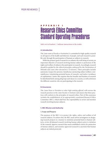 Research Ethics Standard Operating Procedures