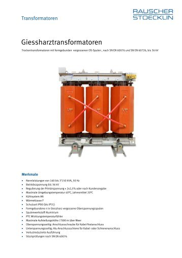 Giessharztransformatoren - Rauscher & Stoecklin AG