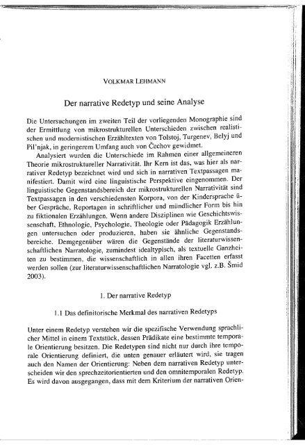 Der narrative Redetyp und seine Analyse - Volkmar Lehmann