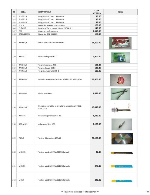 RB Å IFRA NAZIV ARTIKLA CENA BEZ PDV-a SLIKA 1 BDA5577 ...