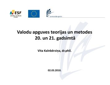 Valodu apguves teorijas un metodes 20. un 21. gadsimtÄ - bilingvals.lv