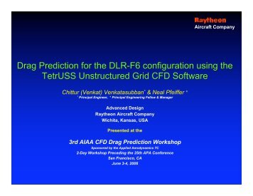 Drag Prediction for the DLR-F6 configuration using the Tetruss - Nasa