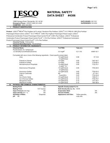 MATERIAL SAFETY DATA SHEET #4306 - LoveArboreal.com