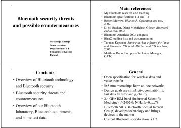 Bluetooth security threats and possible countermeasures