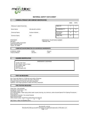 MATERIAL SAFETY DATA SHEET - Aramsco