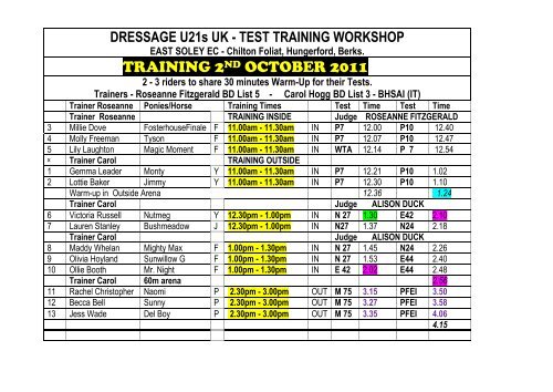 EAST SOLEY EC - Dressage Under 21's UK